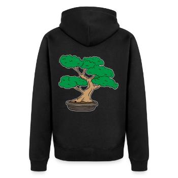 Bonsai Baum Pflanzen Japan Baumschnitt Geschenk - Unisex Premium Bio Zip Hoodie - Schwarz - Hinten - Nico (187cm)