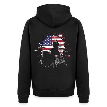 Schlagzeug Drum Schlagzeuger Spieler Geschenk - Unisex Premium Bio Zip Hoodie - Schwarz - Hinten - Nico (187cm)