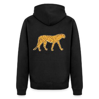 Cheetah Jaguar Leopard Predator Animal Gift - Unisex Premium Organic Zip Hoodie - black - Back - Nico (187cm)