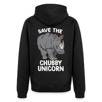 Nashorn Rhinozeros Rhino Chubby Einhorn Geschenk - Unisex Premium Bio Zip Hoodie - Schwarz - Hinten - Nico (187cm)