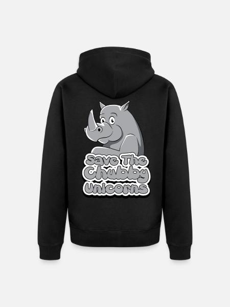 Nashorn Rhinozeros Rhino Chubby Einhorn Geschenk - Premium økologisk unisex-hættejakke - sort
