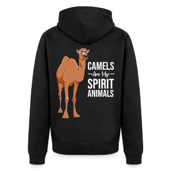 Kamel Kamele Tierliebe Liebhaber Geschenk - Unisex Premium Bio Zip Hoodie - Schwarz - Hinten - Nico (187cm)