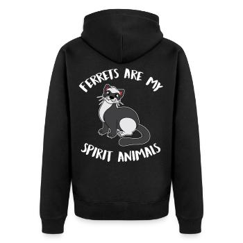 Frettchen Süßes Lustig Liebhaber Haustier Geschenk - Unisex Premium Bio Zip Hoodie - Schwarz - Hinten - Nico (187cm)