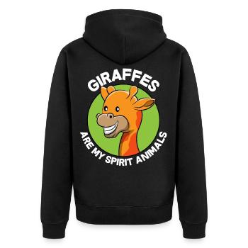 Giraffe Lustige Süße Tierliebe Liebhaber Geschenk - Unisex Premium Bio Zip Hoodie - Schwarz - Hinten - Nico (187cm)