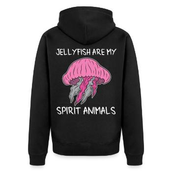 Qualle Quallen Süße Meduse Liebhaber Meer Geschenk - Unisex Premium Bio Zip Hoodie - Schwarz - Hinten - Nico (187cm)