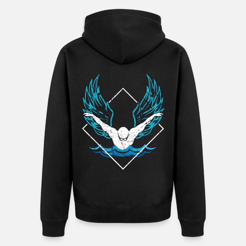 Wings float cool gift - Unisex Premium Organic Zip Hoodie - black