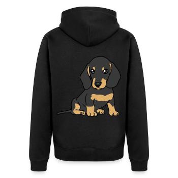 Petit teckel race chien chien animaux chiens - Veste à capuche bio Premium Unisexe - noir - Dos - Nico (187cm)