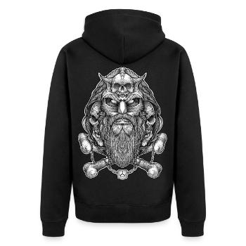 Wikinger Walhalla Odin - Unisex Premium Bio Zip Hoodie - Schwarz - Hinten - Nico (187cm)