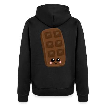 Schokolade - Unisex Premium Bio Zip Hoodie - Schwarz - Hinten - Nico (187cm)