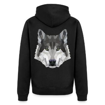 POLYGON WOLF Husky Wölfe Wildtiere Amerika - Unisex Premium Bio Zip Hoodie - Schwarz - Hinten - Nico (187cm)