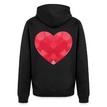 POLYGON HEART Birthday Valentine Hearts - Unisex Premium Organic Zip Hoodie - black - Back - Nico (187cm)