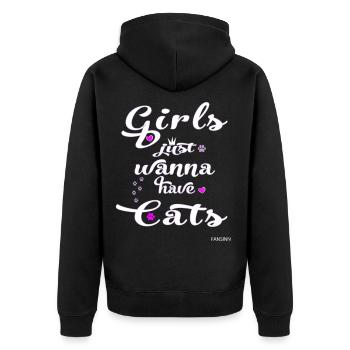 Cat animal love kitten puss pet gift - Unisex Premium Organic Zip Hoodie - black - Back - Nico (187cm)