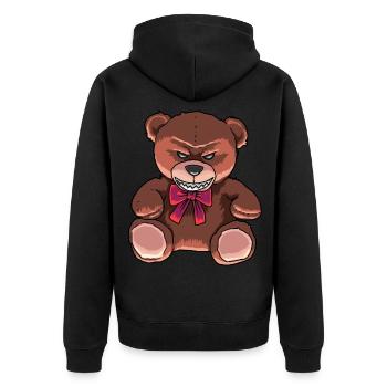 Horror Teddy verdorben schlecht Horror Halloween - Unisex Premium Bio Zip Hoodie - Schwarz - Hinten - Nico (187cm)