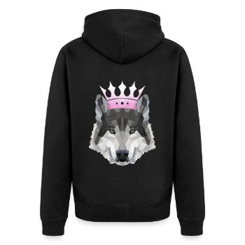 Krone POLYGON WOLF Husky Wölfe Rudel - Unisex Premium Bio Zip Hoodie - Schwarz - Hinten - Nico (187cm)