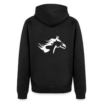 Pferdekopf - Unisex Premium Bio Zip Hoodie - Schwarz - Hinten - Nico (187cm)