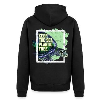 Protection de l’environnement Chemise activiste Sans plastique Recyclage - Veste à capuche bio Premium Unisexe - noir - Dos - Nico (187cm)