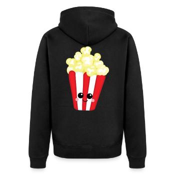 Popcorn - Unisex Premium Organic Zip Hoodie - black - Back - Nico (187cm)