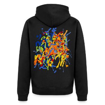 mukti - Unisex Premium Bio Zip Hoodie - Schwarz - Hinten - Nico (187cm)