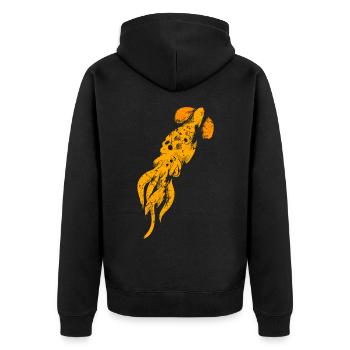 Riesen-Kalmar Kreatur cooles Geschenk - Unisex Premium Bio Zip Hoodie - Schwarz - Hinten - Nico (187cm)