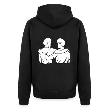 Beste Freunde - Unisex Premium Bio Zip Hoodie - Schwarz - Hinten - Nico (187cm)