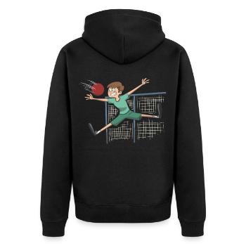 Handball Torwart Keeper Geschenk Idee - Unisex Premium Bio Zip Hoodie - Schwarz - Hinten - Nico (187cm)