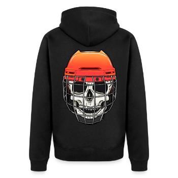 Eishockey Maske Sport Totenkopf - Unisex Premium Bio Zip Hoodie - Schwarz - Hinten - Nico (187cm)