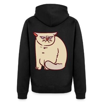 Montag Morgen Genervte Katze Demotiviert genervt - Unisex Premium Bio Zip Hoodie - Schwarz - Hinten - Nico (187cm)