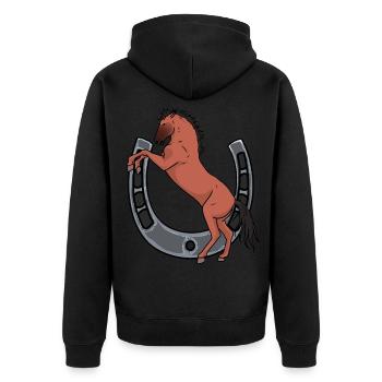 Cheval Fer à cheval Cavalier Ross Gaul - Veste à capuche bio Premium Unisexe - noir - Dos - Nico (187cm)