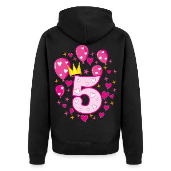 05 5 Geburtstag Mädchen Luftballons Krone Sternc - Unisex Premium Bio Zip Hoodie - Schwarz - Hinten - Nico (187cm)