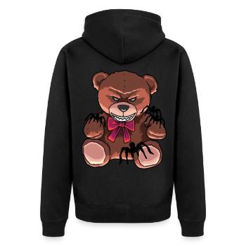 Horror Teddy Spinnen böse Bär satanisch - Unisex Premium Bio Zip Hoodie - Schwarz - Hinten - Nico (187cm)