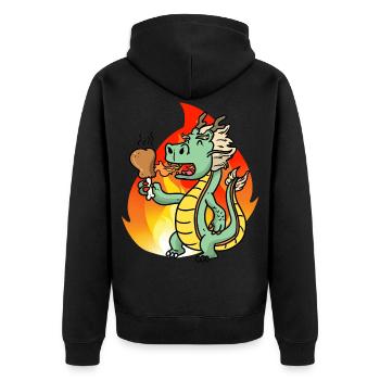Little dragon grill chicken hunger Dino KInd - Unisex Premium Organic Zip Hoodie - black - Back - Nico (187cm)