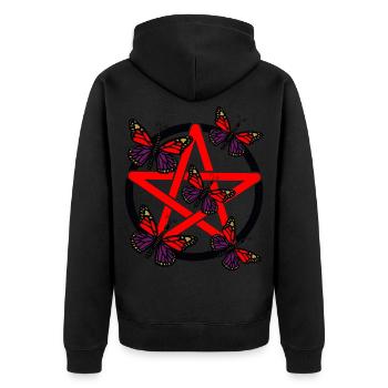 Pentagram Voodoo Witches - Unisex Premium Organic Zip Hoodie - black - Back - Nico (187cm)