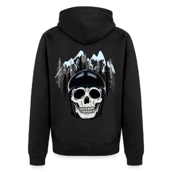 Bergsteiger Mountains Berge Sportler Natur Alpen - Unisex Premium Bio Zip Hoodie - Schwarz - Hinten - Nico (187cm)