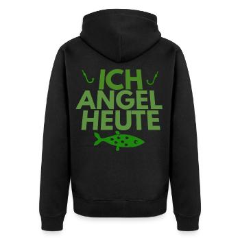 ich angel heute - Unisex Premium Bio Zip Hoodie - Schwarz - Hinten - Nico (187cm)