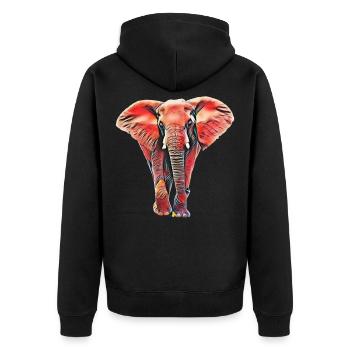 elephant - Unisex Premium Organic Zip Hoodie - black - Back - Nico (187cm)