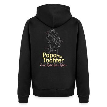 Papa und Tochter - Eine Liebe fürs Leben - Unisex Premium Bio Zip Hoodie - Schwarz - Hinten - Nico (187cm)