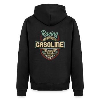 RASING-BENZIN - Unisex Premium Bio Zip Hoodie - Schwarz - Hinten - Nico (187cm)