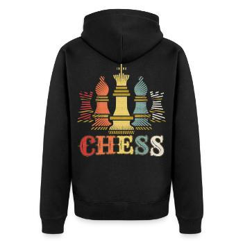 Schach - Unisex Premium Bio Zip Hoodie - Schwarz - Hinten - Nico (187cm)