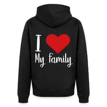 I Love My Family - Unisex Premium Bio Zip Hoodie - Schwarz - Hinten - Nico (187cm)