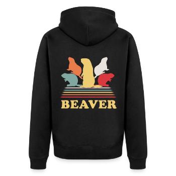 Castor Retro - Veste à capuche bio Premium Unisexe - noir - Dos - Nico (187cm)