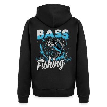 Bass Fishing - Unisex Premium Bio Zip Hoodie - Schwarz - Hinten - Nico (187cm)