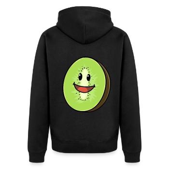 Kiwi Kiwis Obst Vegan Vegetarisch - Unisex Premium Bio Zip Hoodie - Schwarz - Hinten - Nico (187cm)