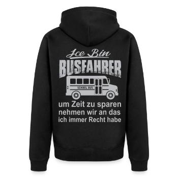 Ice bin Busfahrer - Unisex Premium Bio Zip Hoodie - Schwarz - Hinten - Nico (187cm)