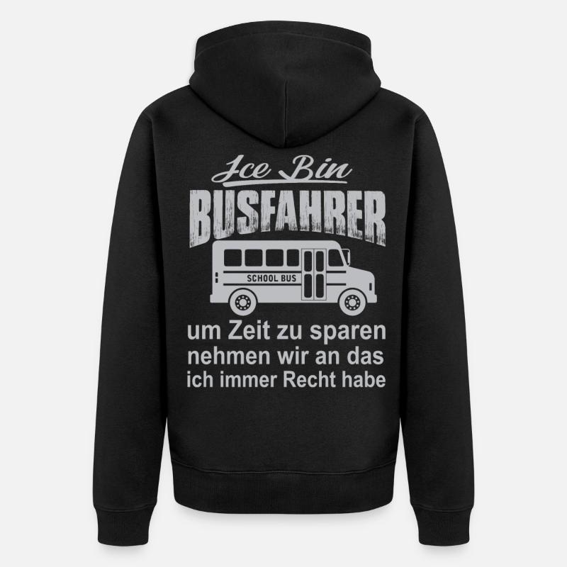 Ice bin Busfahrer - Unisex Premium Bio Zip Hoodie - Schwarz