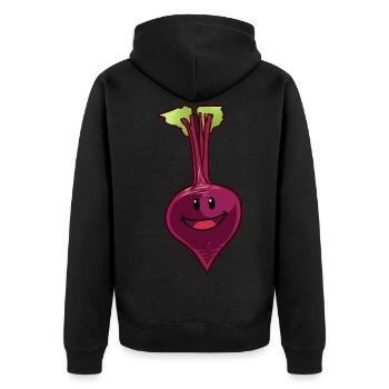 Rübe Rote Beete Gemüse Vegan Veganer Nahrung - Unisex Premium Bio Zip Hoodie - Schwarz - Hinten - Nico (187cm)