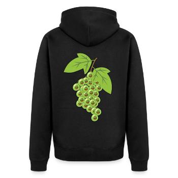 Weintrauben Trauben Rebe Weinrebe Traube Obst - Unisex Premium Bio Zip Hoodie - Schwarz - Hinten - Nico (187cm)