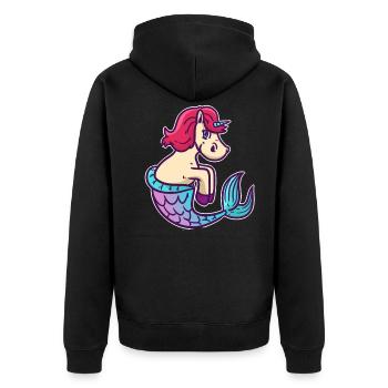 Unicorn mermaid animal fish magic gift - Unisex Premium Organic Zip Hoodie - black - Back - Nico (187cm)