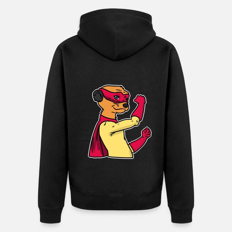 Suricate cadeau de super-héros - Veste à capuche bio Premium Unisexe - noir