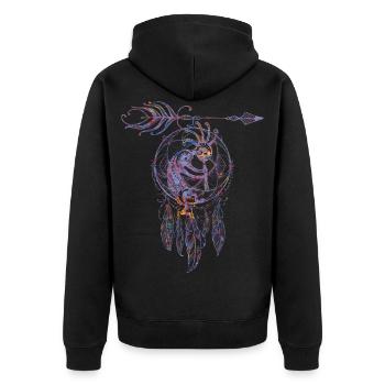 Native American Filigree Kokopelli Dreamcatcher 3 - Unisex Premium Bio Zip Hoodie - Schwarz - Hinten - Nico (187cm)