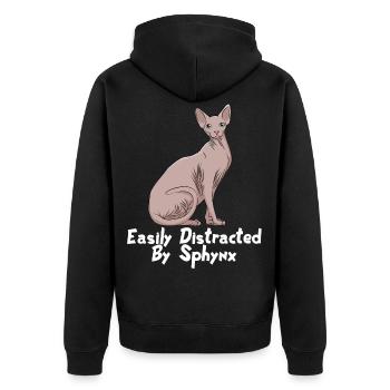 Sphynx Sphinx Katze Kätzchen Haustier Geschenk - Unisex Premium Bio Zip Hoodie - Schwarz - Hinten - Nico (187cm)